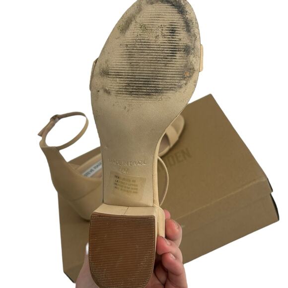 Steve Madden Irene Block Heel Sandals Size 6 Nude Tan Suede Ankle Strap Heels - Picture 8 of 11